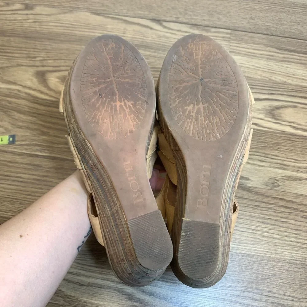 Born Multicolor‎ Cork Wedge Heel Leather Sandals - Size 11 EU 43